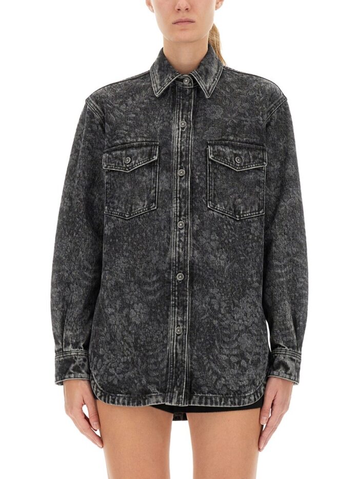 Golden Goose Deluxe Brand "OLLIE BOYFRIENS" SHIRT WITH LASER FLOWERS