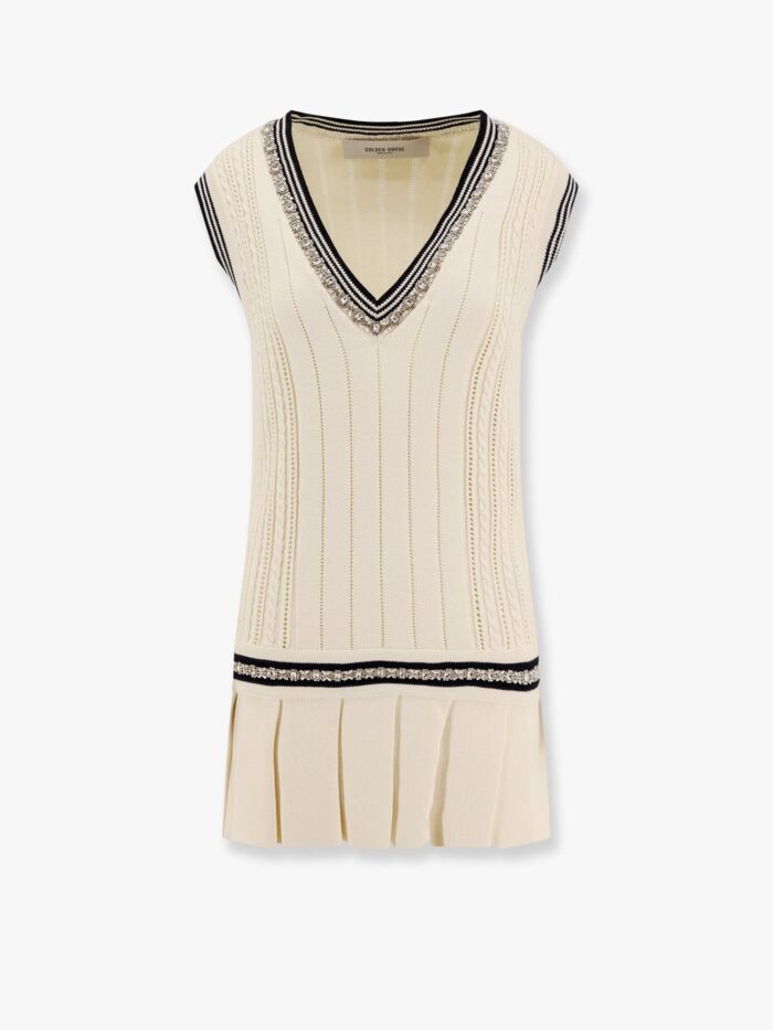Golden Goose Deluxe Brand Organic Cotton Dress With Crystals Embellishment