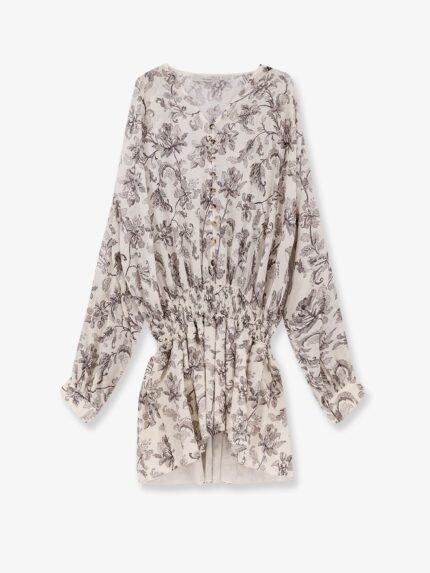 Golden Goose Deluxe Brand Short Cotton Dress With Floral Pattern