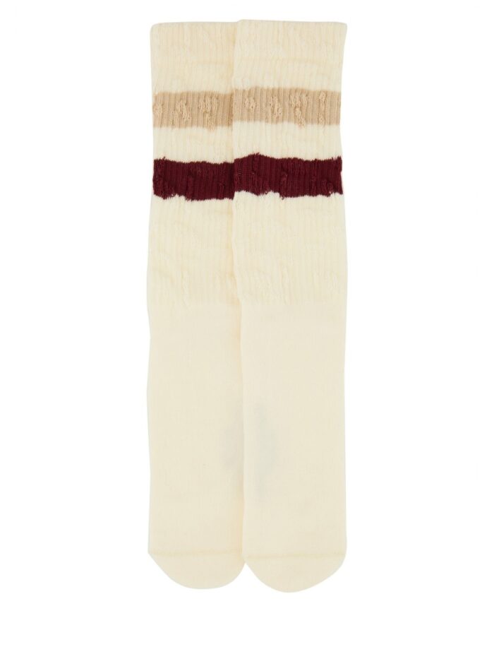 Golden Goose Deluxe Brand SOCKS WITH DISTRESSED DETAILS AND STRIPES