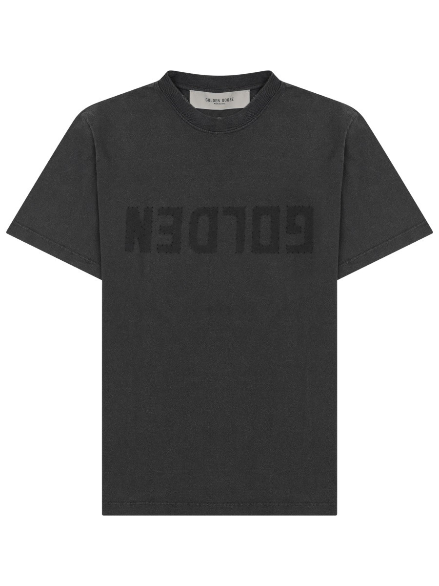 Golden Goose Deluxe Brand T-SHIRT IN JERSEY DISTRESSED CON LOGO
