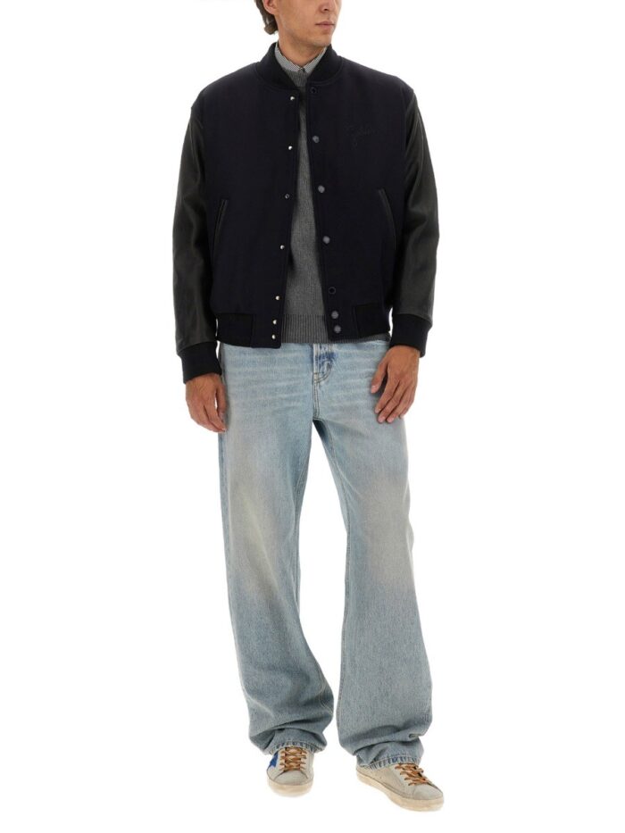 Golden Goose Deluxe Brand WOOL BOMBER JACKET AND LEATHER SLEEVES