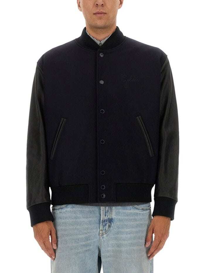 Golden Goose Deluxe Brand WOOL BOMBER JACKET AND LEATHER SLEEVES