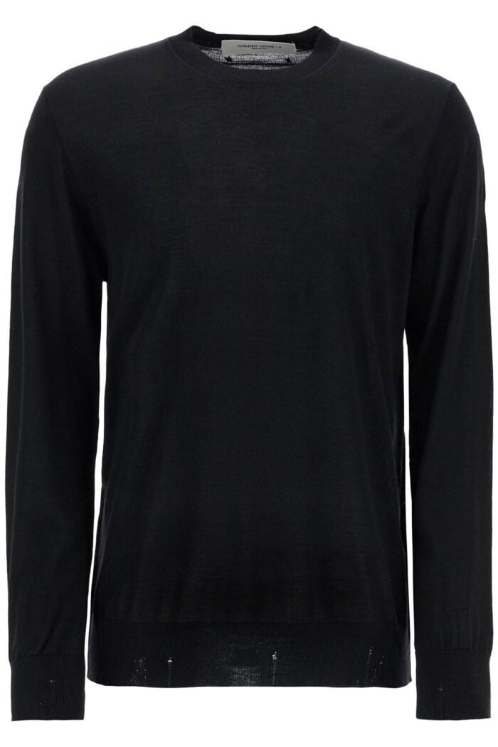 GOLDEN GOOSE Men's Black Merino Wool Crew Neck Sweater