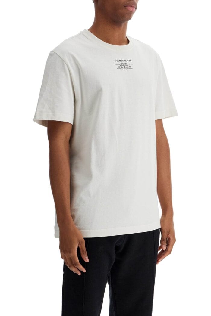 GOLDEN GOOSE Men's Organic Cotton White T-shirt With Printed Logo