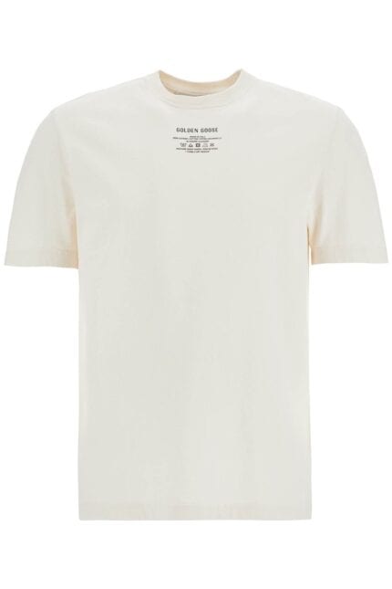 GOLDEN GOOSE Men's Organic Cotton White T-shirt With Printed Logo