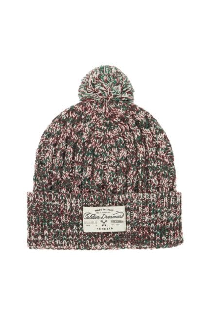 GOLDEN GOOSE Multicolor Wool Beanie Hat With Pom Pom.