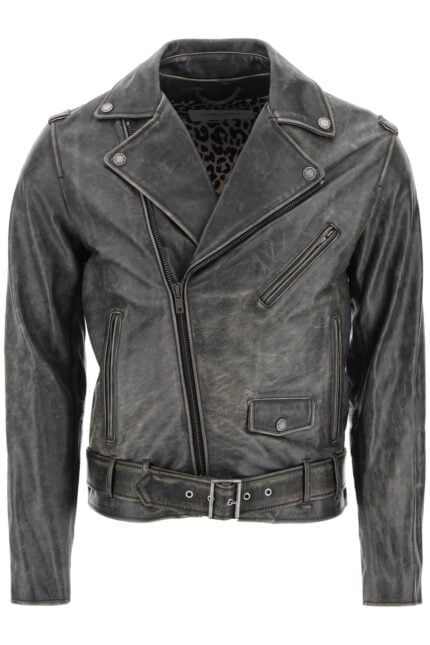 GOLDEN GOOSE Vintage-effect Leather Biker Jacket