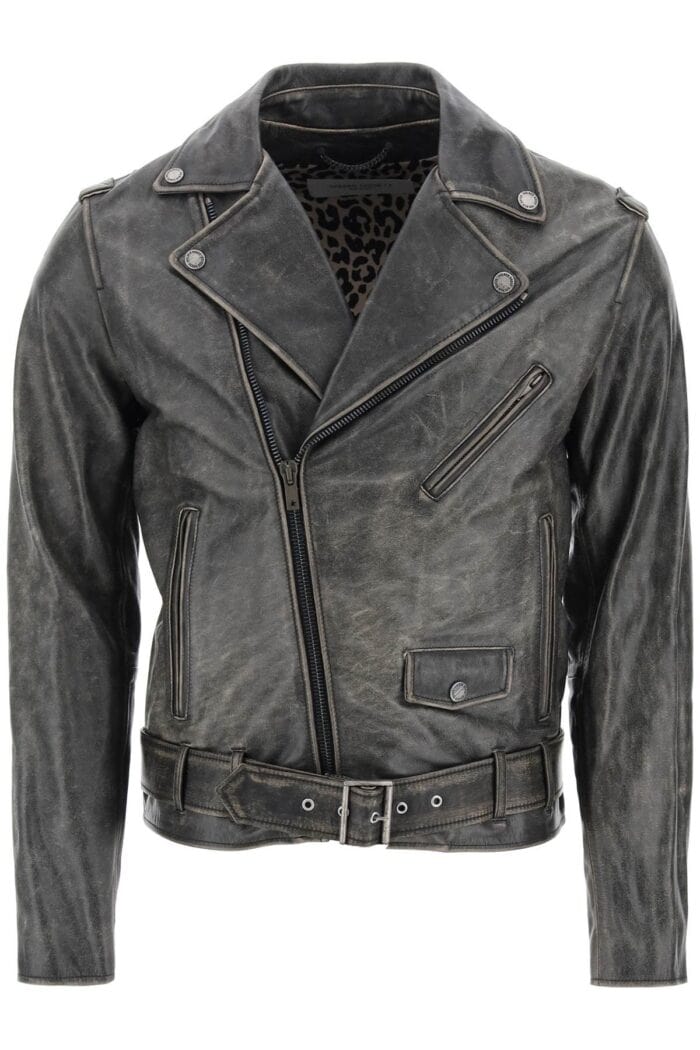 GOLDEN GOOSE Vintage-effect Leather Biker Jacket