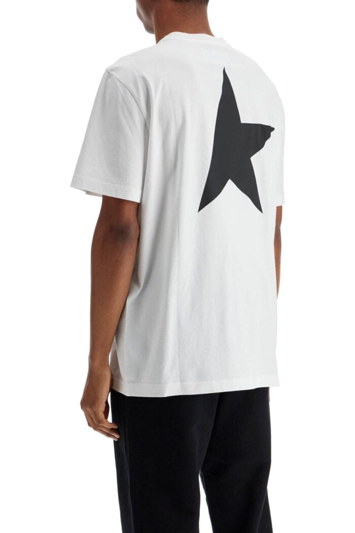 GOLDEN GOOSE White Cotton Men's T-shirt With Large Black Star