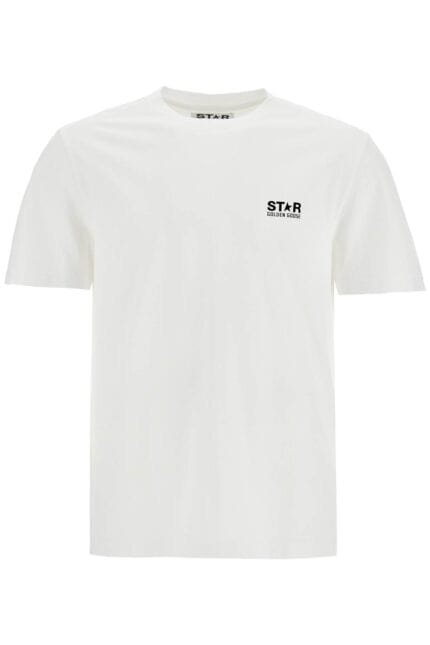 GOLDEN GOOSE White Cotton Men's T-shirt With Large Black Star