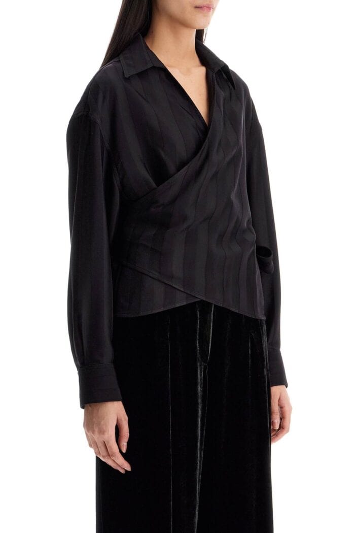 GOLDEN GOOSE Women's Wrap Shirt In Night Stripe Viscose