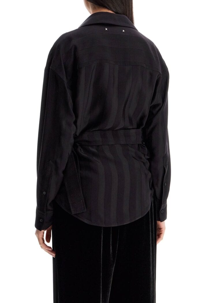 GOLDEN GOOSE Women's Wrap Shirt In Night Stripe Viscose