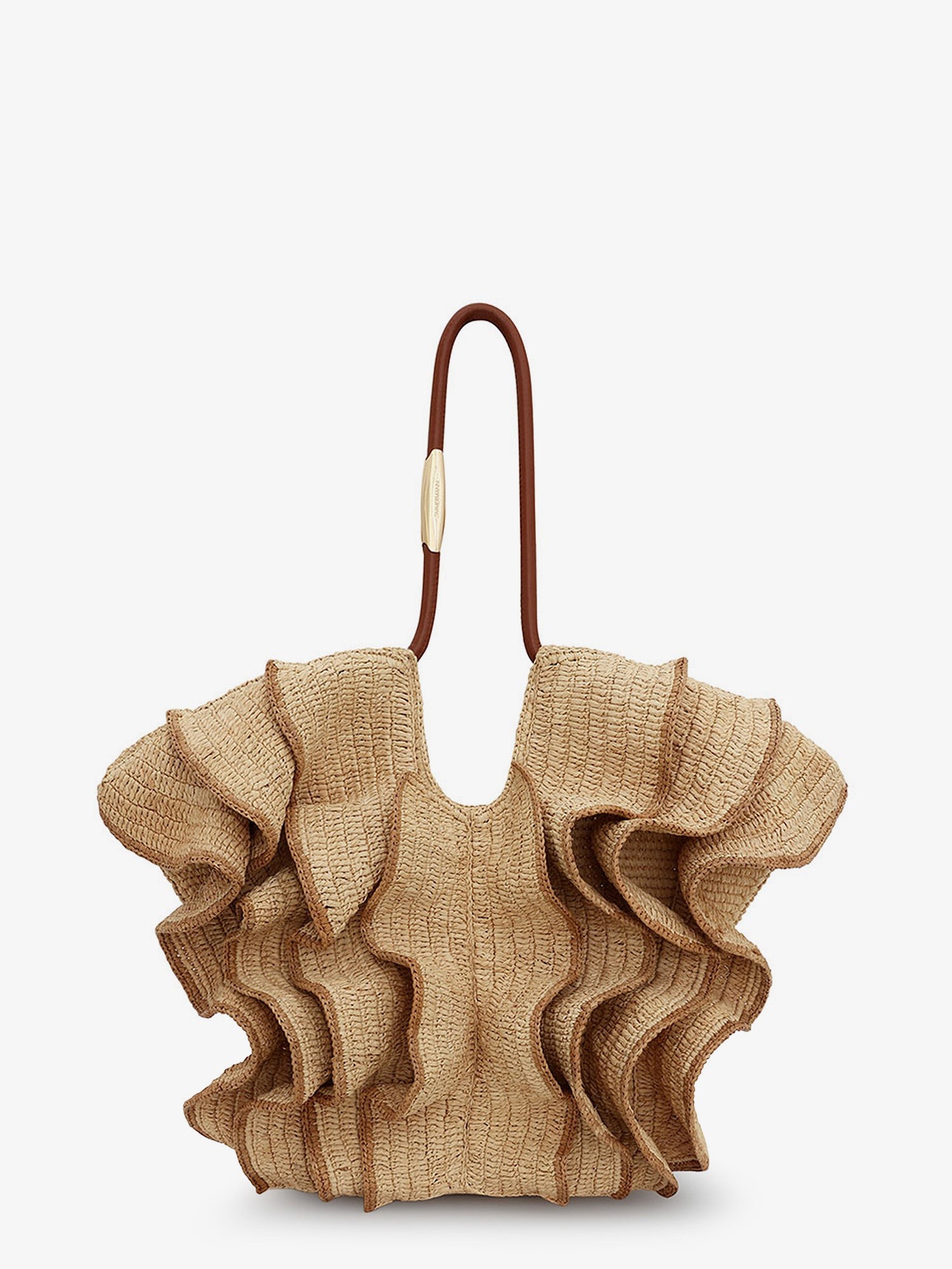 ZIMMERMANN Goldentime Raffia Shoulder Bag With Ruffles