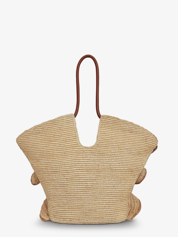 ZIMMERMANN Goldentime Raffia Shoulder Bag With Ruffles
