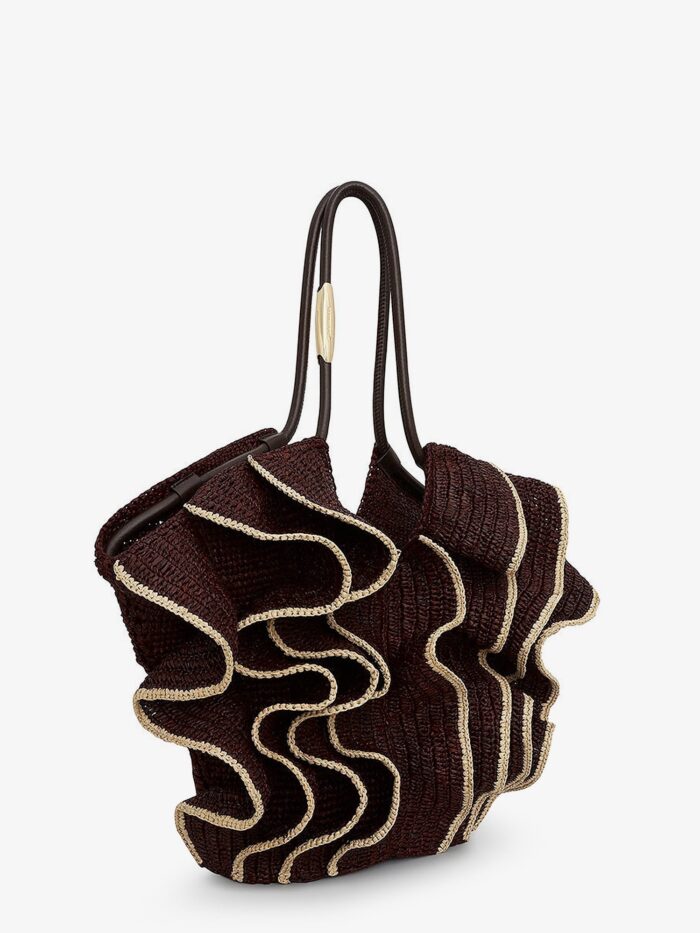 ZIMMERMANN Goldentime Raffia Shoulder Bag With Ruffles