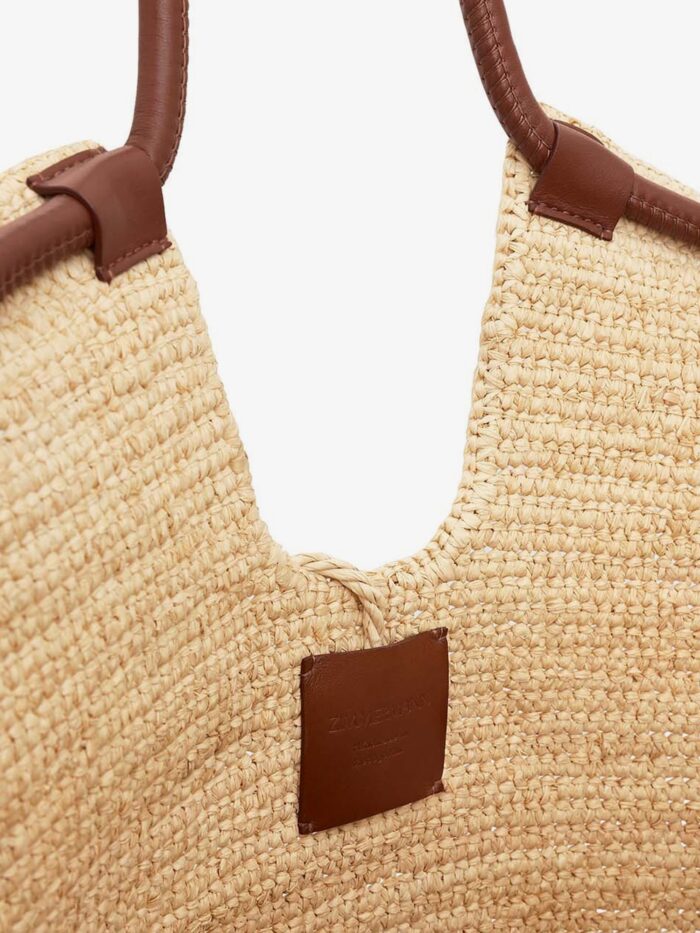 ZIMMERMANN Goldentime Raffia Shoulder Bag With Ruffles