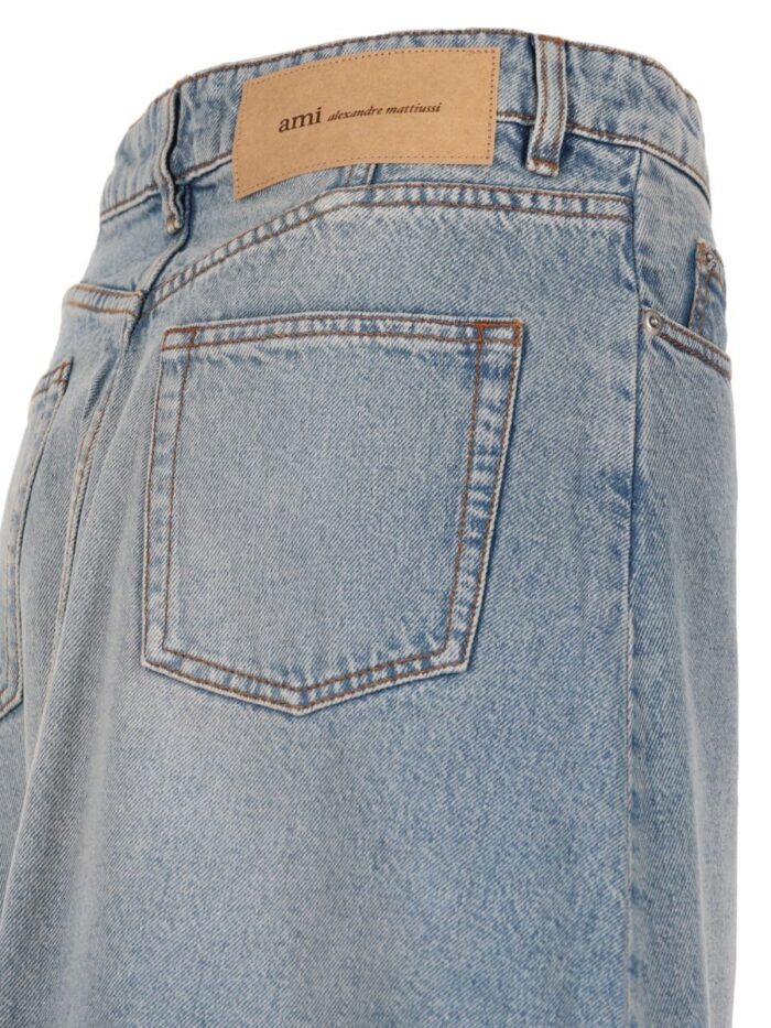 AMI PARIS Gonna Lunga In Denim Di Cotone