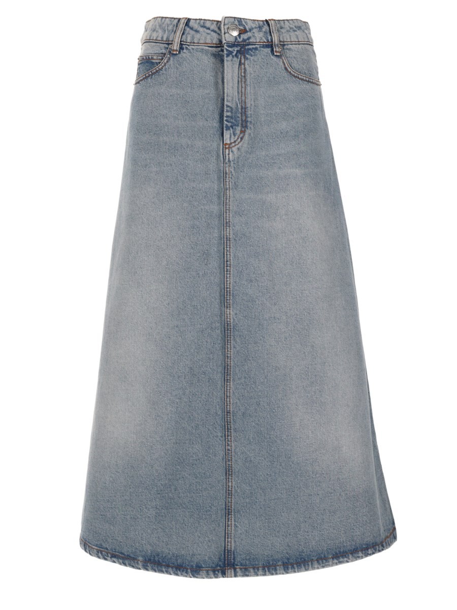 AMI PARIS Gonna Lunga In Denim Di Cotone