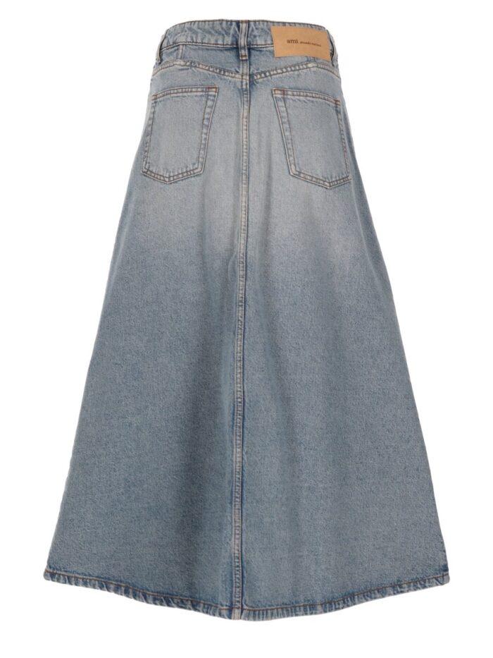 AMI PARIS Gonna Lunga In Denim Di Cotone