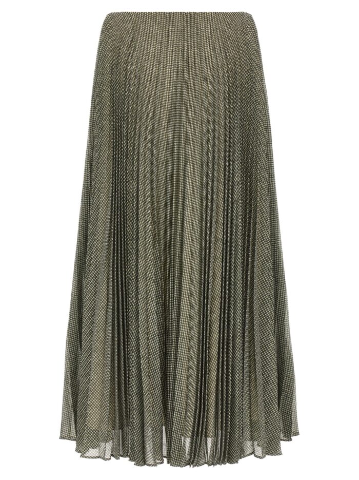 VINCE Green Houndstooth Pleated Skirt