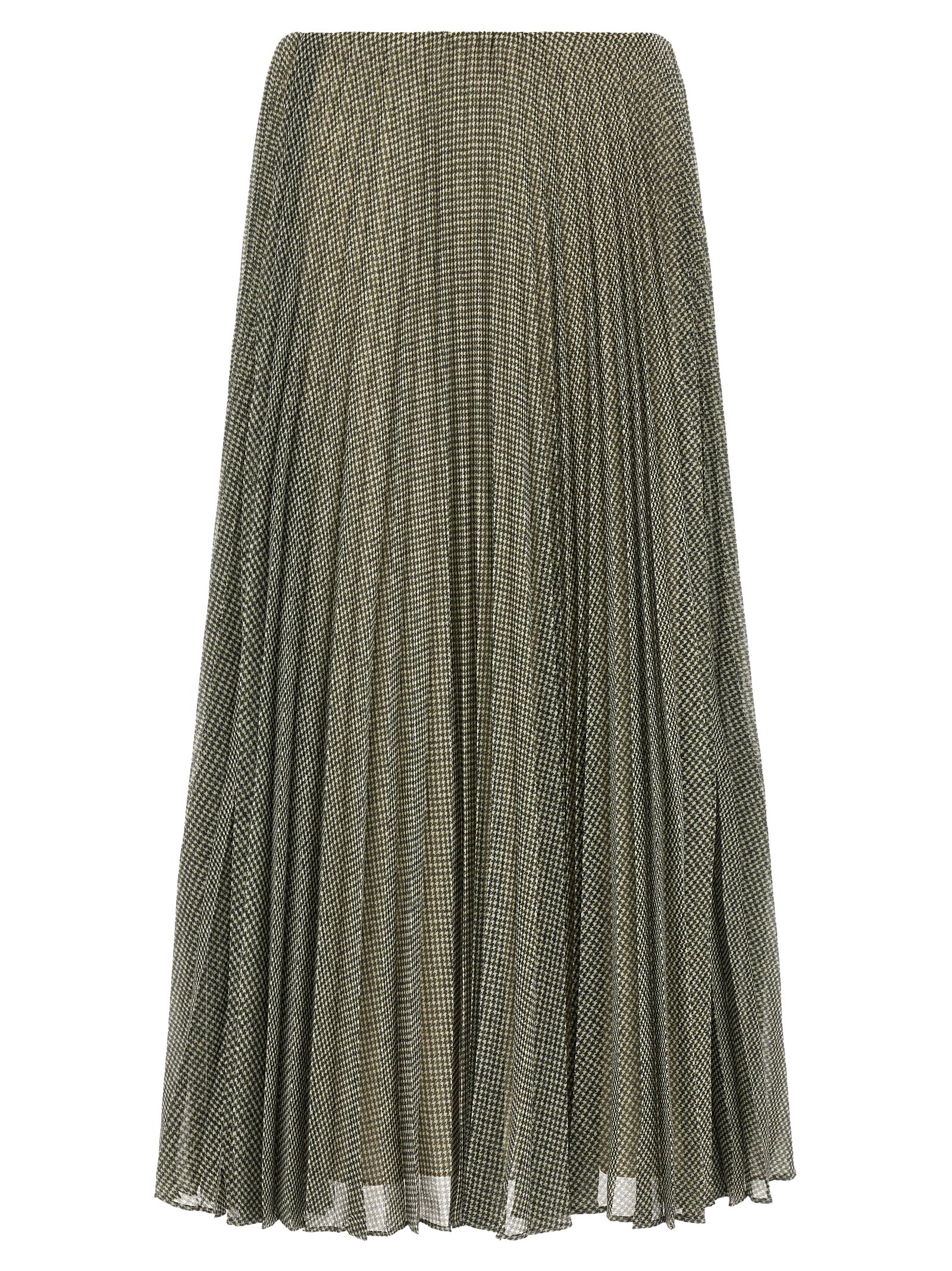 VINCE Green Houndstooth Pleated Skirt