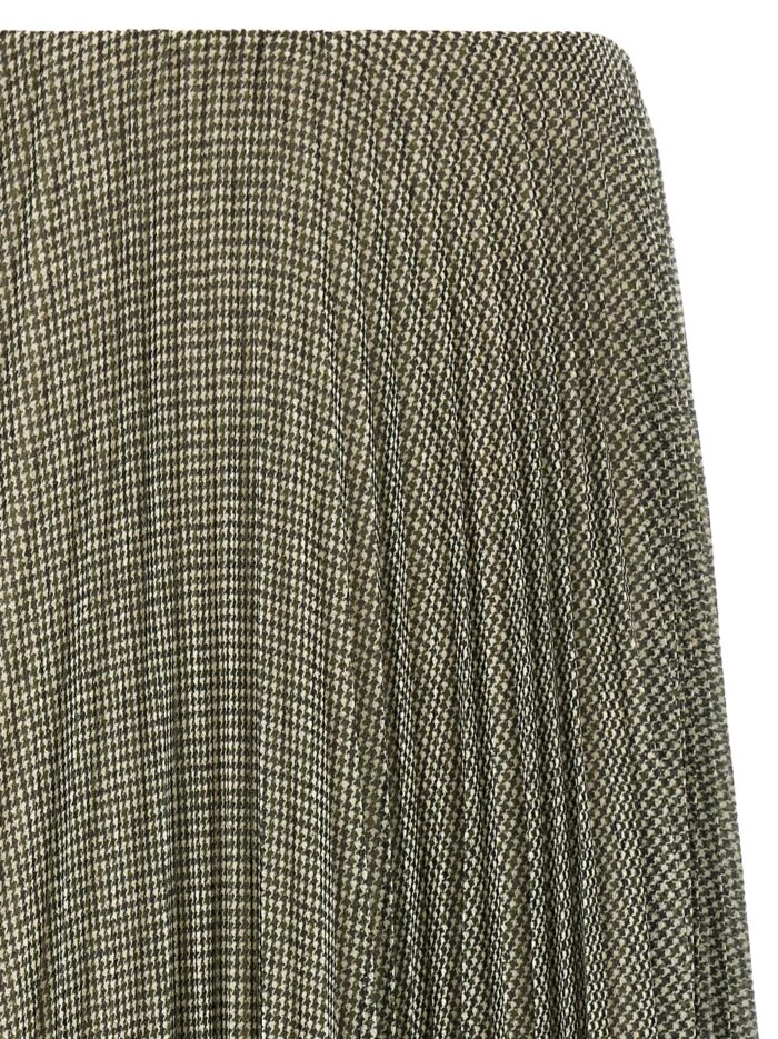 VINCE Green Houndstooth Pleated Skirt
