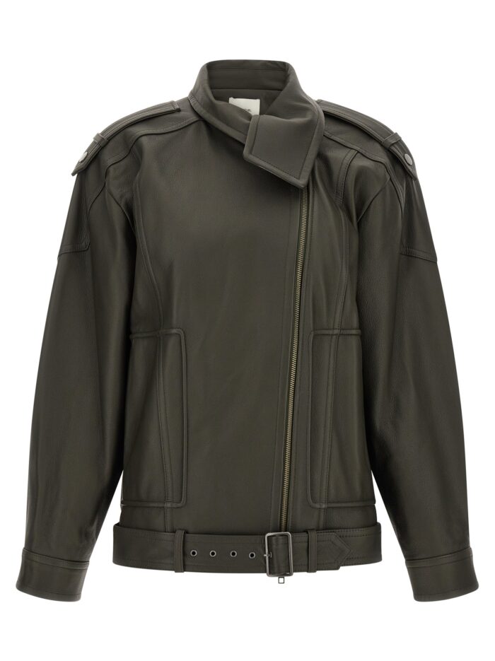 vince green leather biker jacket VINCE Green Leather Biker Jacket