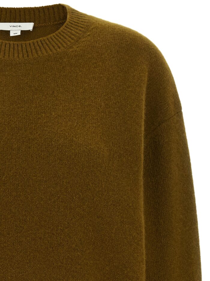 VINCE Green Round-neck Cashmere Sweater