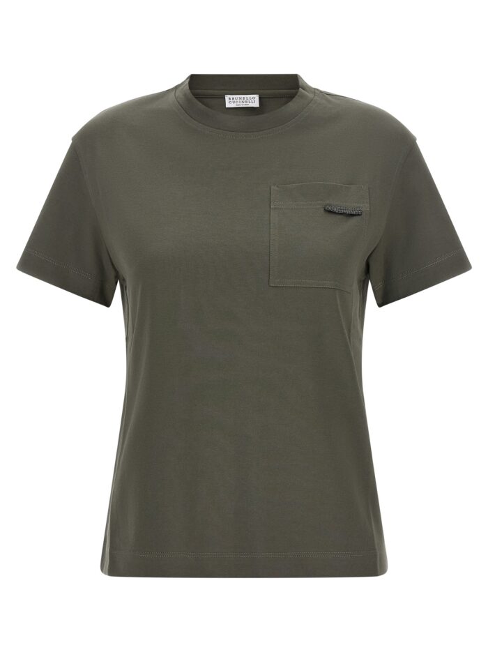 Brunello Cucinelli Green 'Shiny Tab' T-shirt