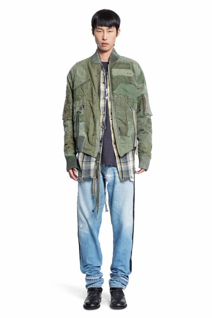 GREG LAUREN Mixed Army Flight Jacket