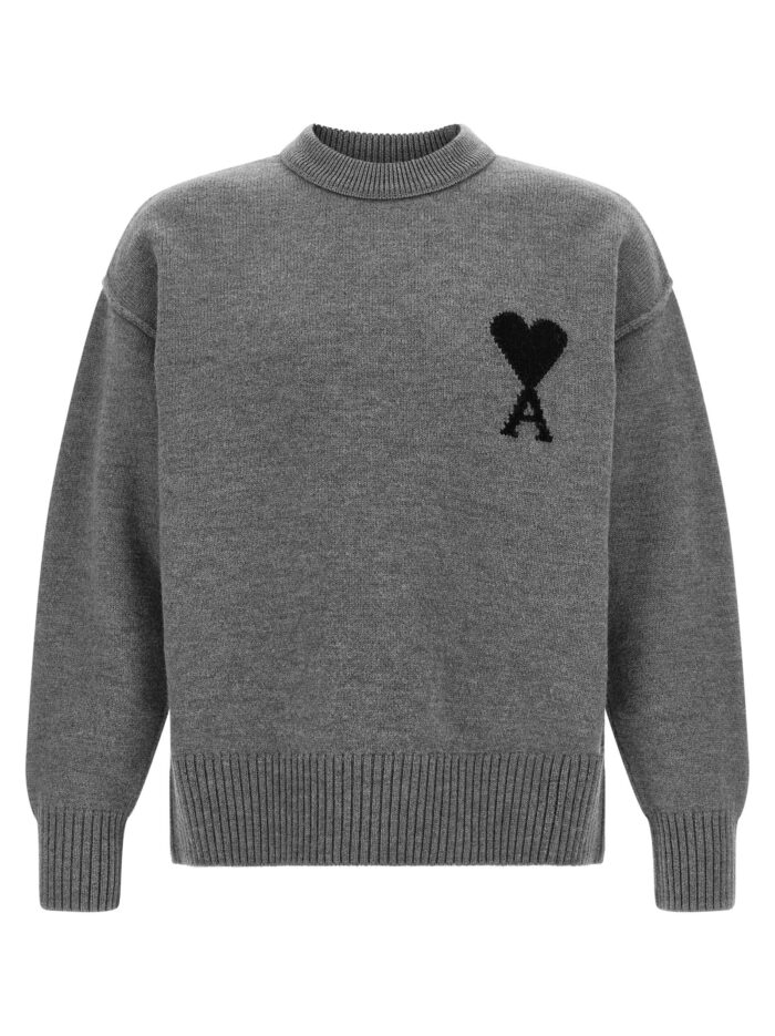 ami paris grey 'ami de coeur' sweater AMI PARIS Grey 'Ami De Coeur' Sweater