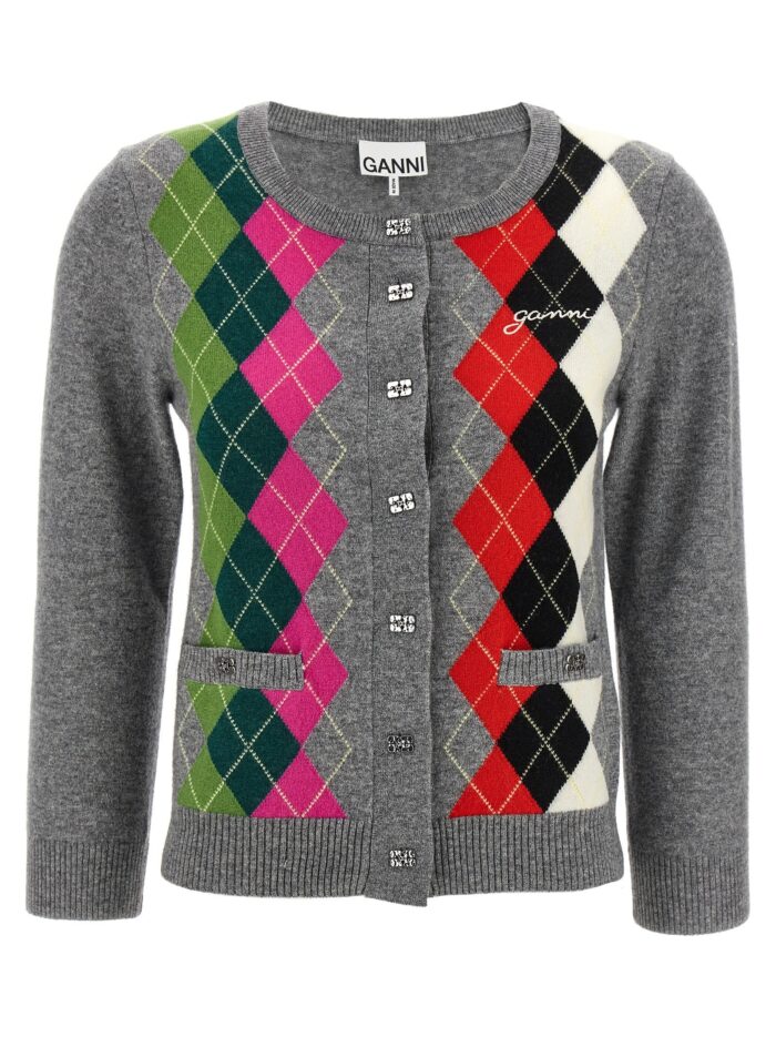 ganni 'grey check' cardigan GANNI 'Grey Check' Cardigan