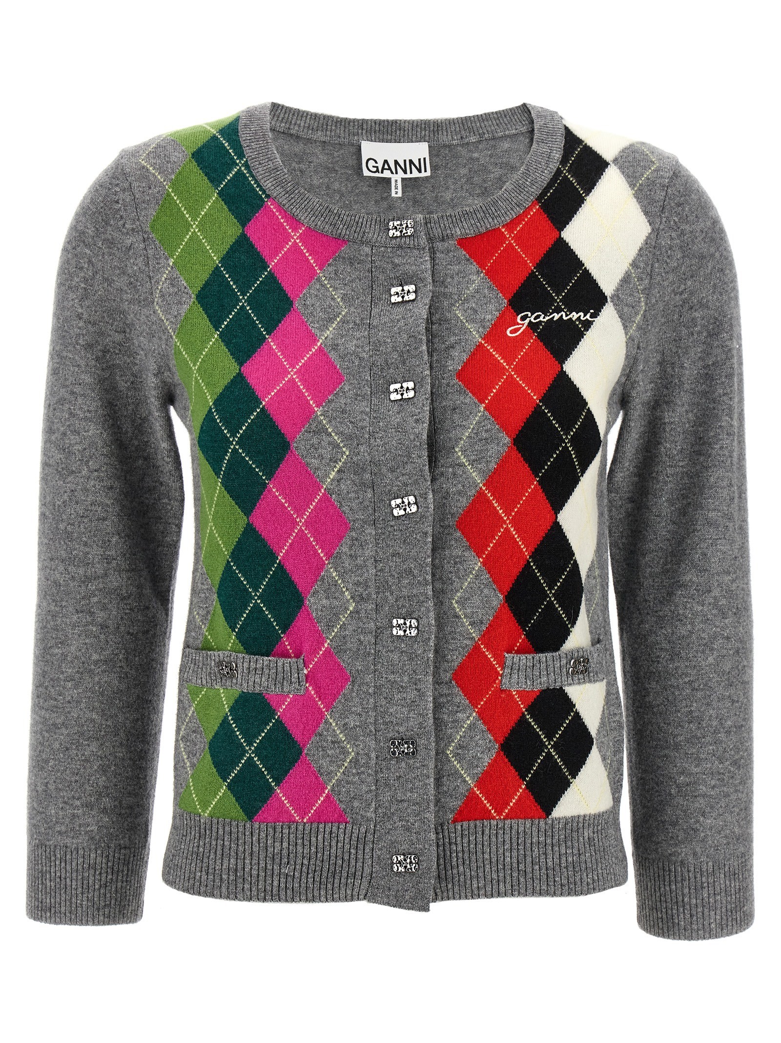 GANNI 'Grey Check' Cardigan
