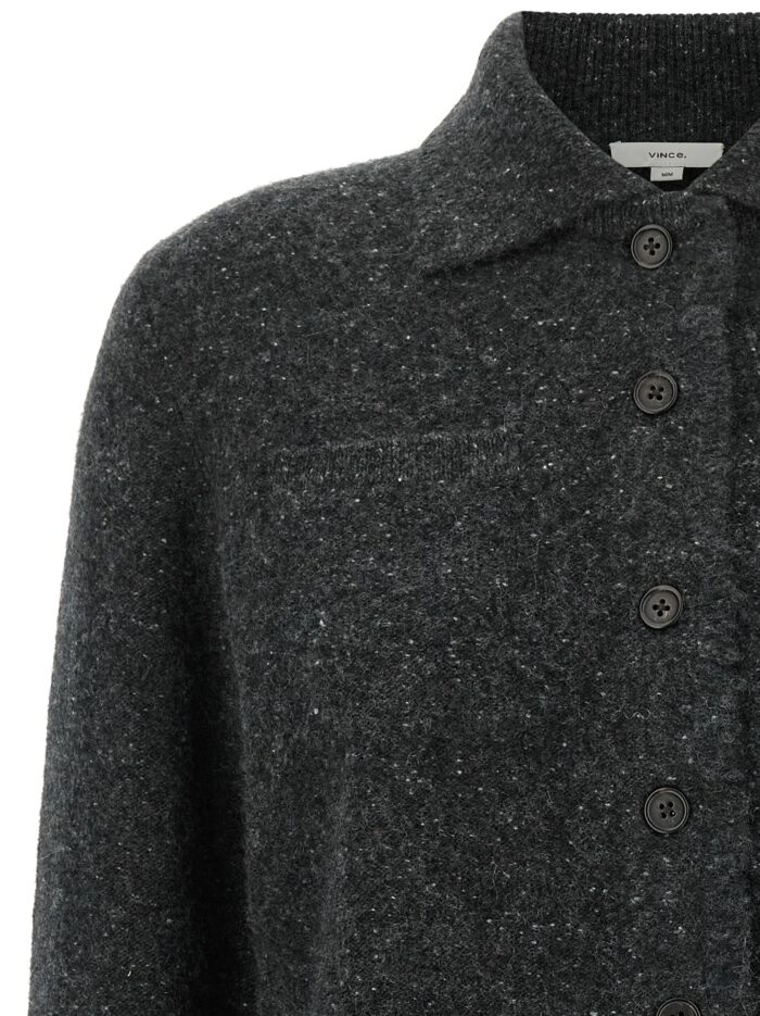 VINCE Grey Donegal Finish Cardigan