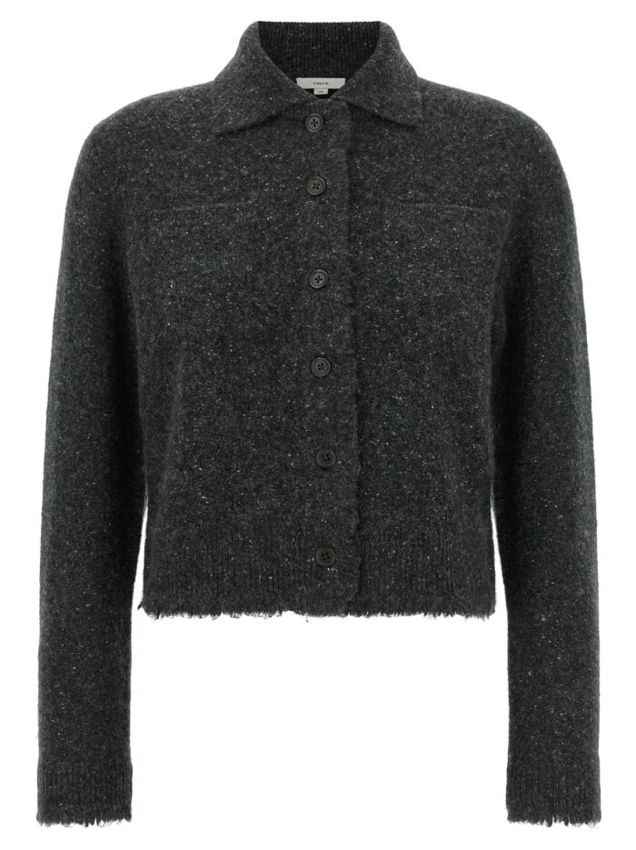 VINCE Grey Donegal Finish Cardigan