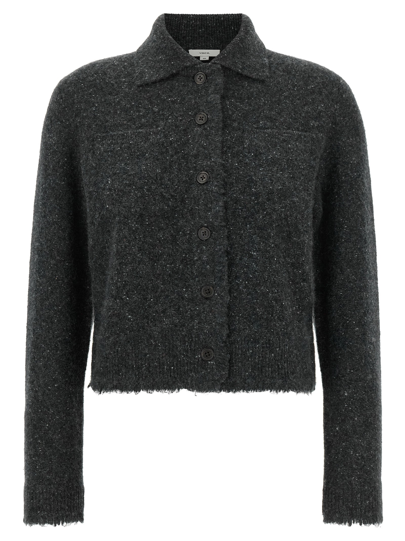 VINCE Grey Donegal Finish Cardigan