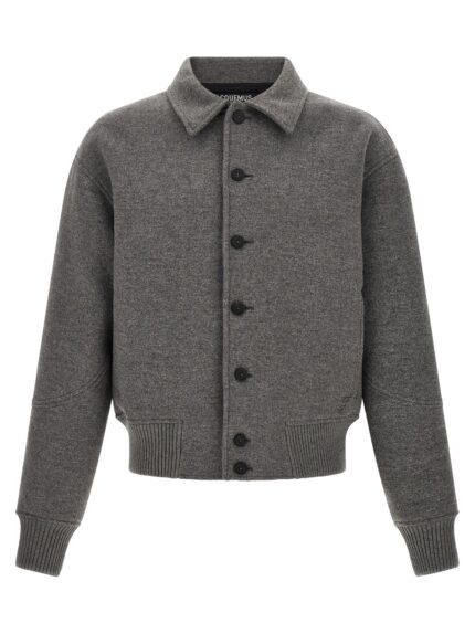 JACQUEMUS Grey 'Le Bomber Feltro' Bomber Jacket