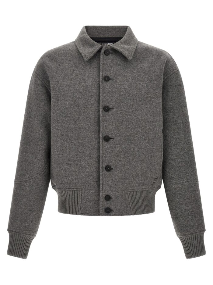 jacquemus grey 'le bomber feltro' bomber jacket JACQUEMUS Grey 'Le Bomber Feltro' Bomber Jacket
