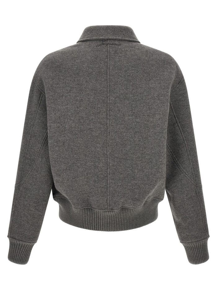 JACQUEMUS Grey 'Le Bomber Feltro' Bomber Jacket