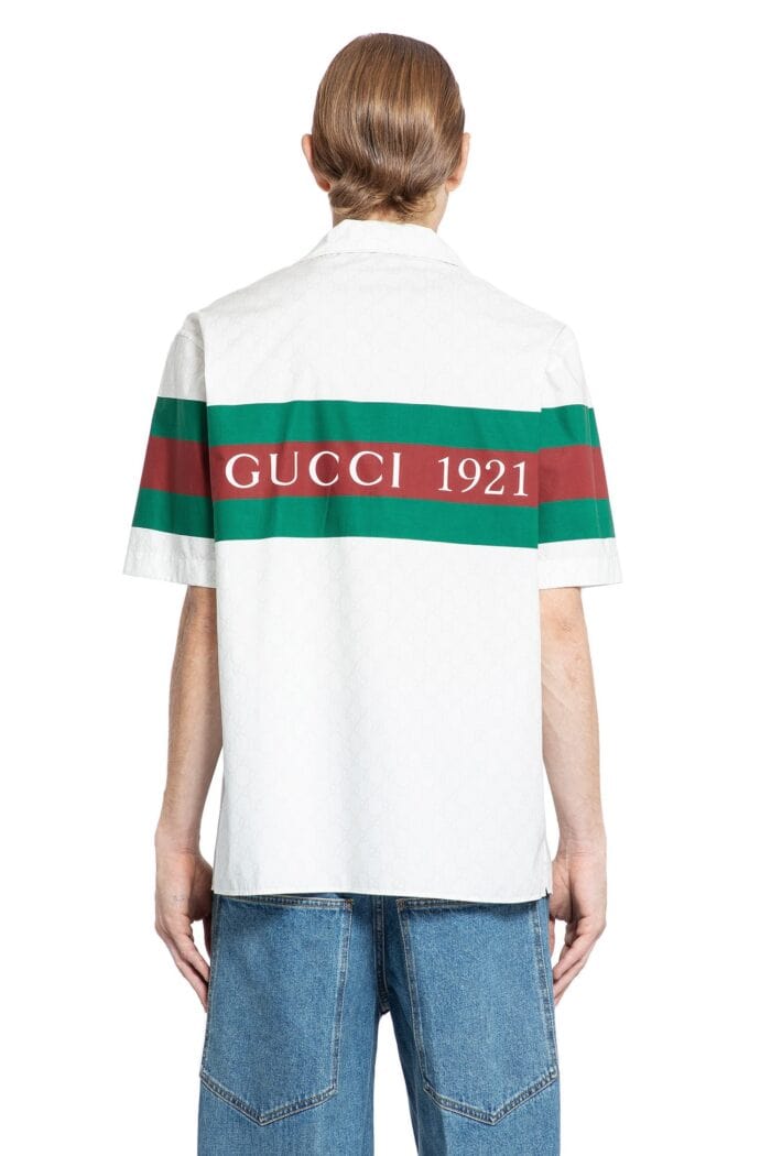 'gucci 1921' Web Print Shirt