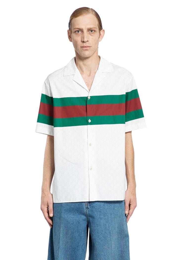 'gucci 1921' Web Print Shirt