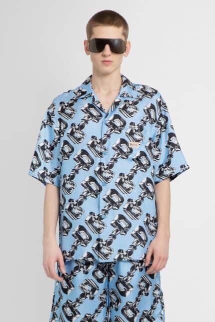 GUCCI 3d Horsebit Print Silk Shirt