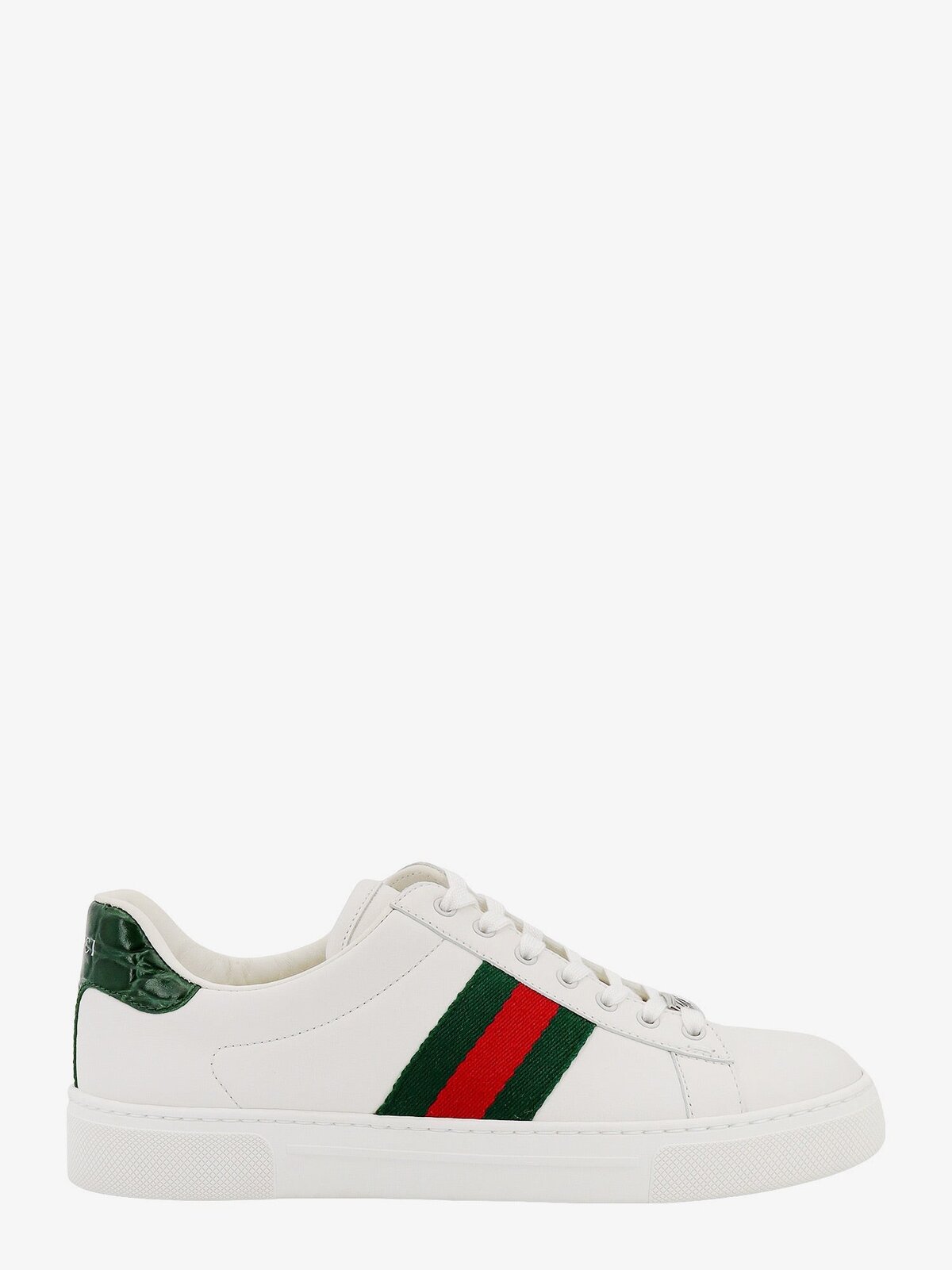 Gucci Ace Leather Sneakers With Side Web Detail