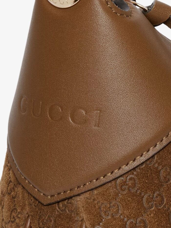 Gucci B Suede Shoulder Bag With All-over GG Motif