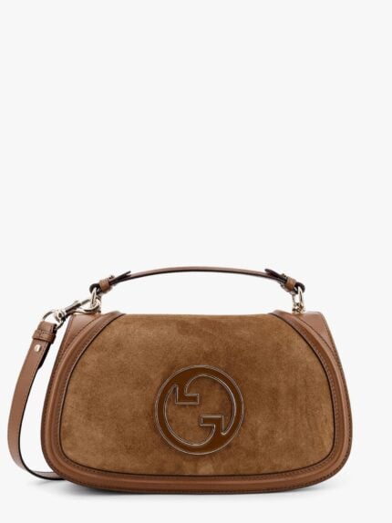 Gucci Blondie Medium Suede Handbag With Leather Inserts