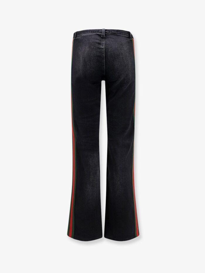 Gucci Blue Denim Jeans With Nastro Web Profiles