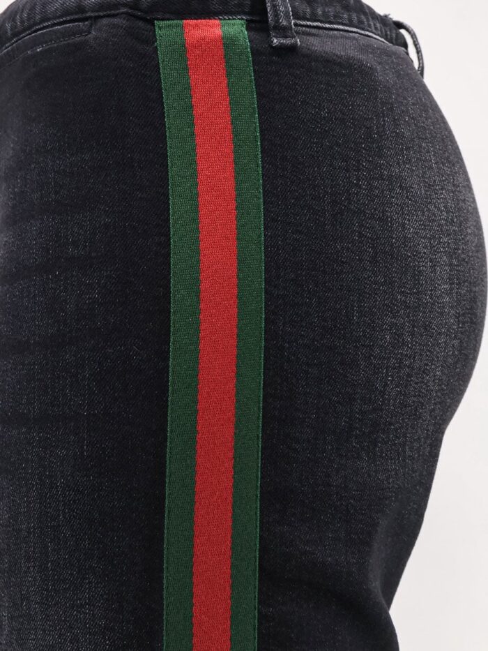 Gucci Blue Denim Jeans With Nastro Web Profiles