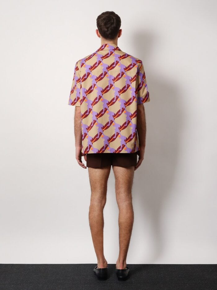 Gucci Bowling Cotton Popeline Shirt With All-over Surfer Print