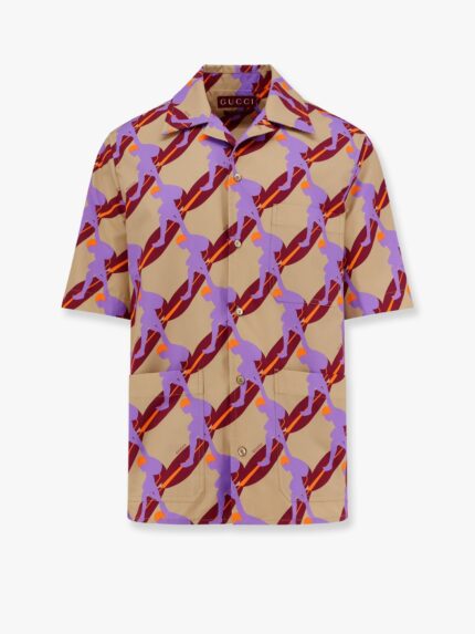 Gucci Bowling Cotton Popeline Shirt With All-over Surfer Print